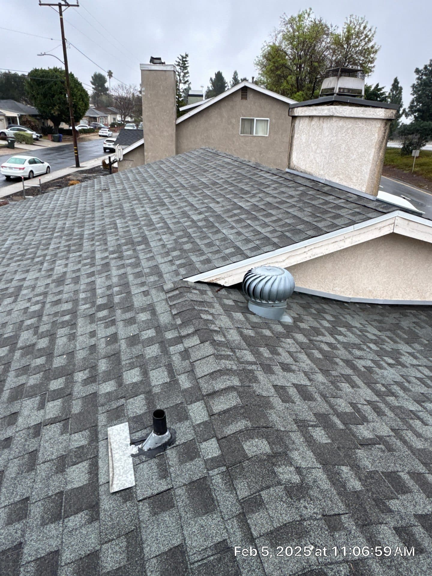 gray asphalt shingle roof with turbine vent and pipe boot — La Crescenta-Montrose — Roof Replacement Inc